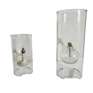 Wolfard Hand-Blown Glass Oil Lamps (Set of 2) Floating Flame Vintage Home Decor